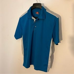 Champions tour, large polo, blue teal, blue, gray, large
